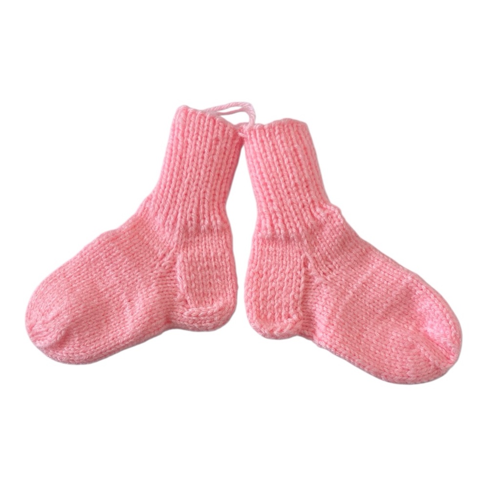 Hand made Knitting Girls Pink Acrylic Socks, 2-4 years - Picture 3 of 6